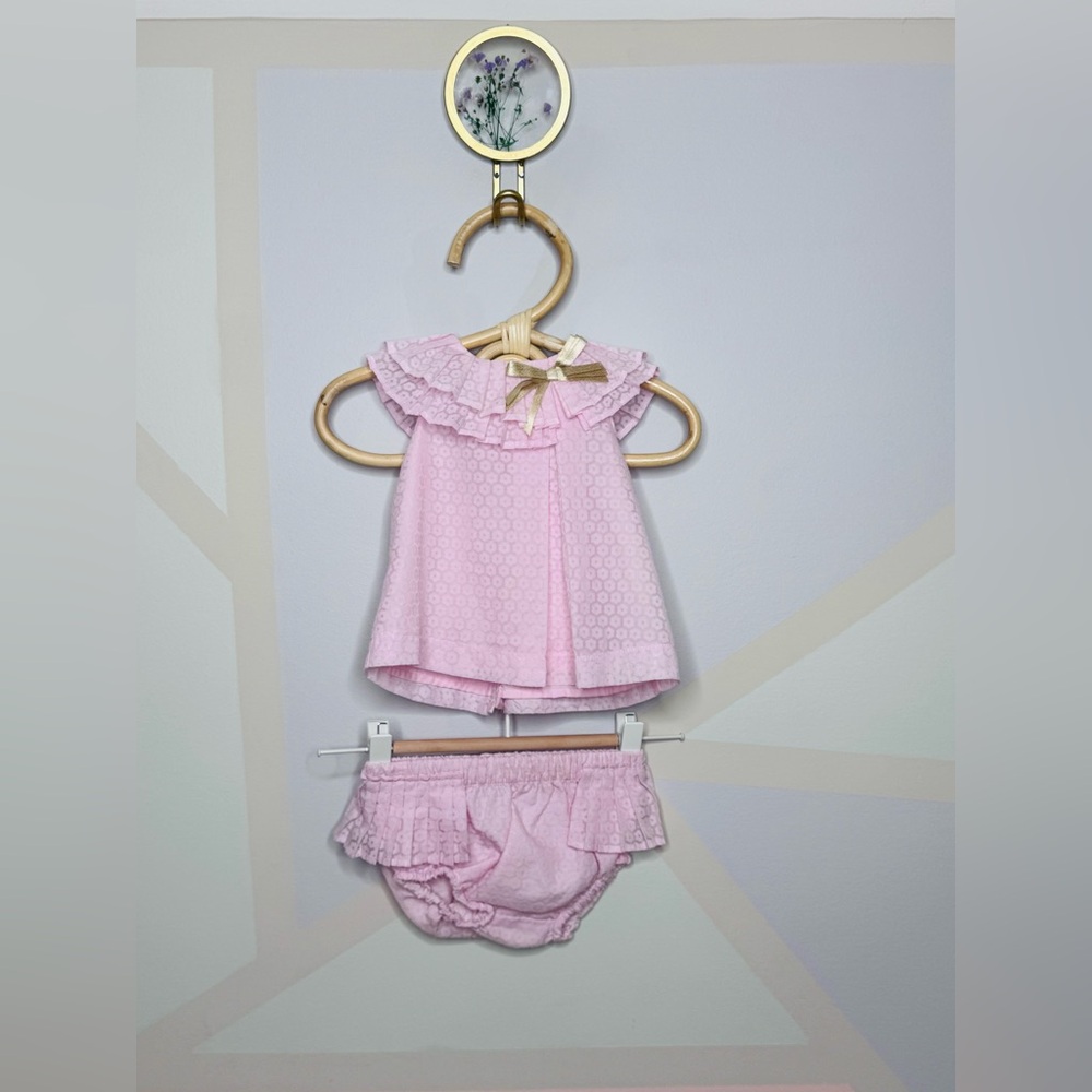 Catherine Malandrino Light Pink Ruffled Diaper Cover Set